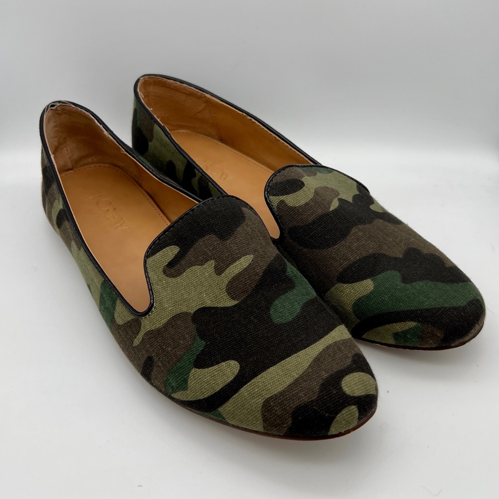 J CREW Camo Fabric Loafers - B0431 - Sz 7